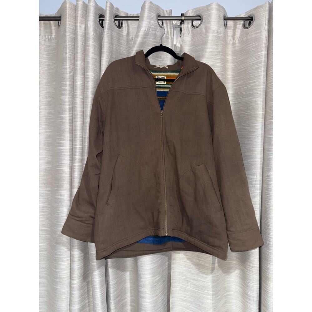 Orton Brothers men's flannel lined brown 100% cotton jacket size large